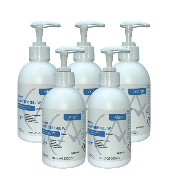 Alsoft Hand Sanitiser Gel W 75% v/v Ethanol Fragrance free non Clinical Use 250mL
