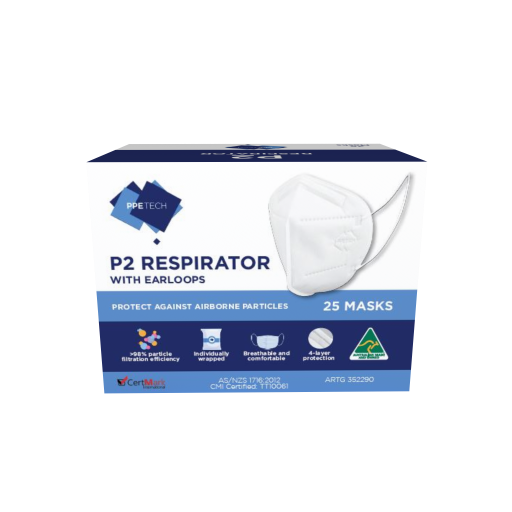 Australian Made P2/N95 White 4Layer Face Mask with Earloops Saraya