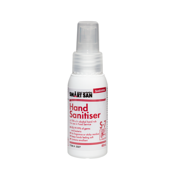 S-7 SMARTSAN Spray Hand Sanitiser 70% v/v Ethanol Alcohol 60mL (Pump Included)