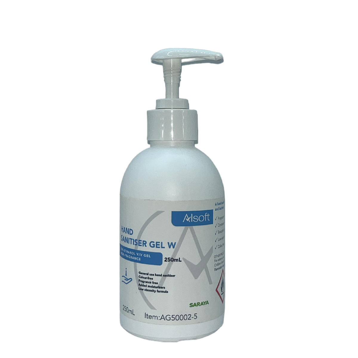 Alsoft Hand Sanitiser Gel W 75% v/v Ethanol non Clinical Use 250mL