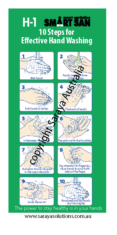 Saraya Hand Wash Hygiene Station DL Sign (green)