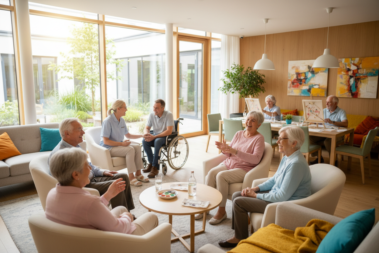 Happy people in an Aged Care facility 